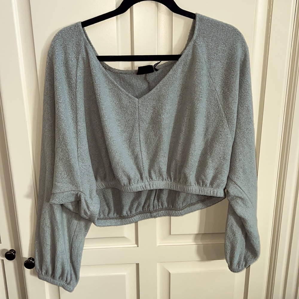 Urban Outfitters Cropped Singed Long Sleeve Top, Size L